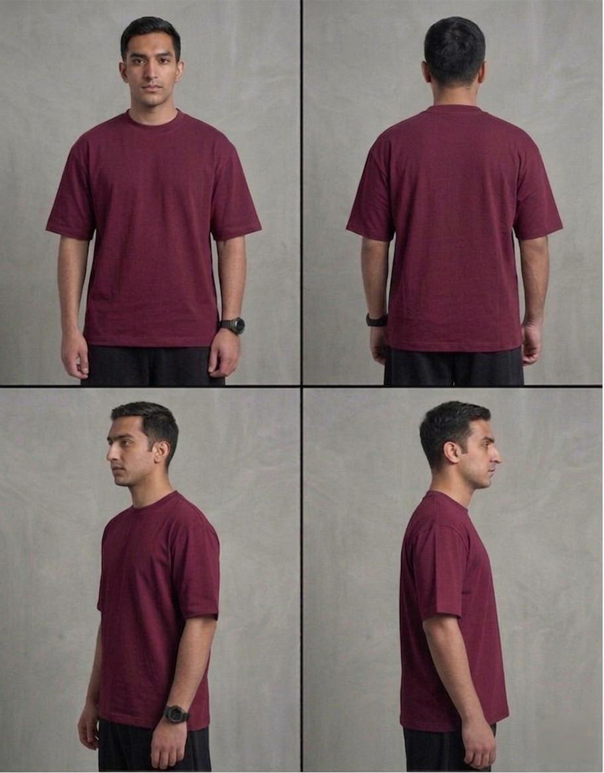 burgundy Oversized fit TEE "Basic"